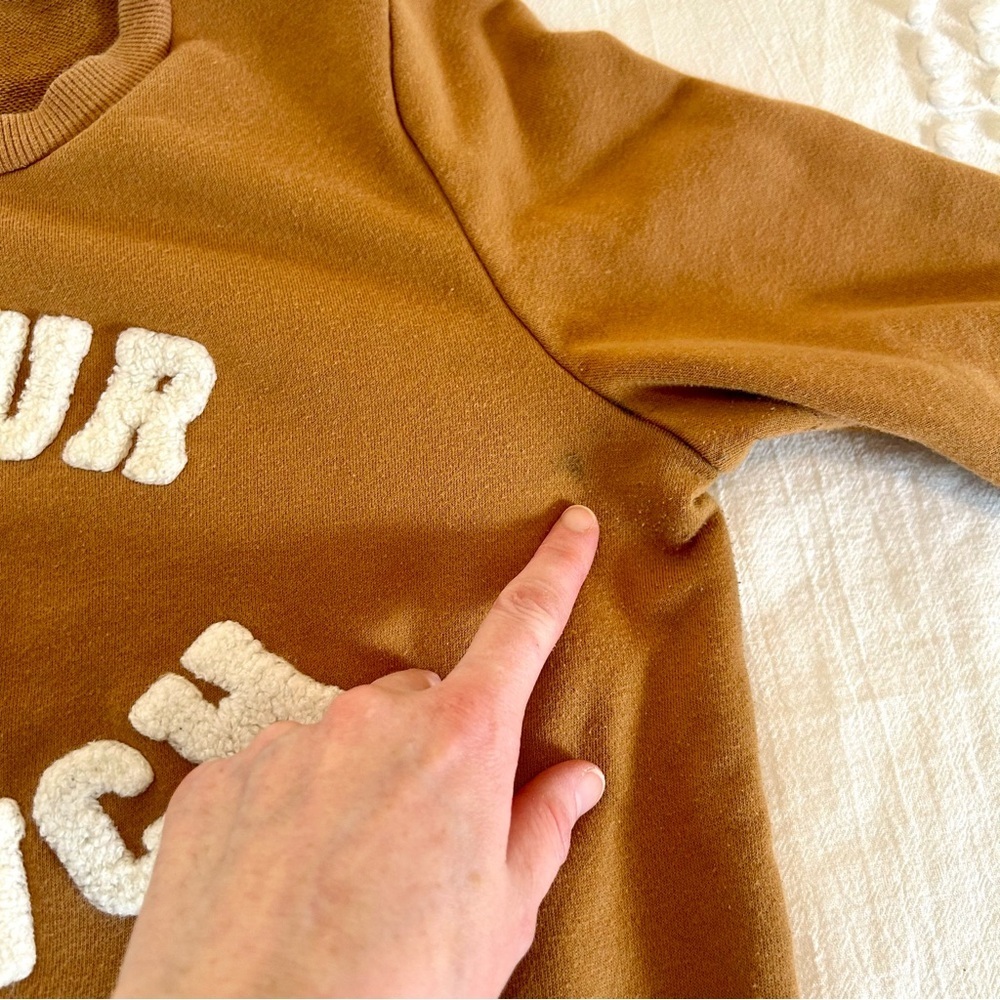 “Amour Is French” Caramel Brown Sweatshirt Sz SM - Picture 6 of 9